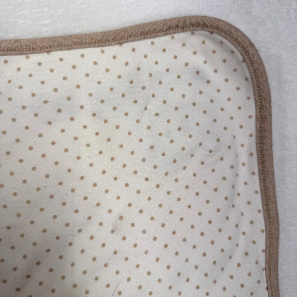 VTG Gymboree Baby Blanket Reversible Organic Cotton Bear Hug Polka Dot Cream Tan